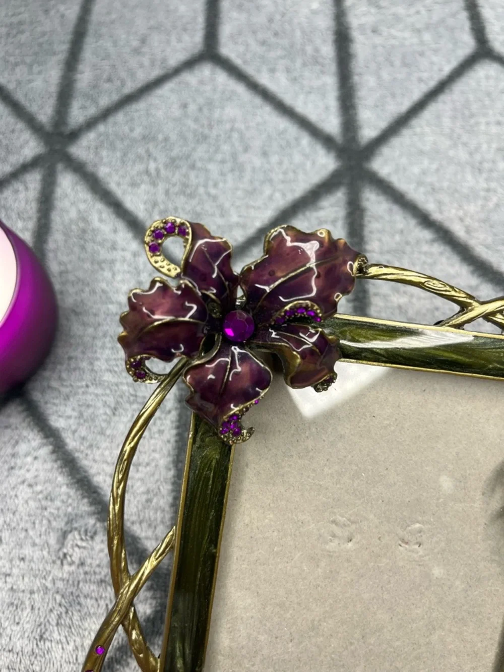 Ornate Purple Floral Picture Frame & Candle Lot - Jay Strongwater INSPIRED